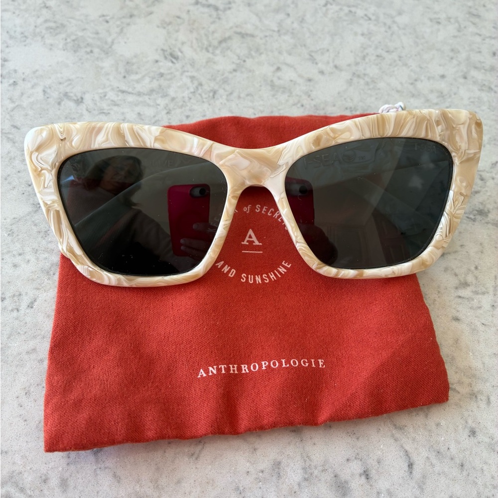 Anthropologie Cream Marbled Sunglasses